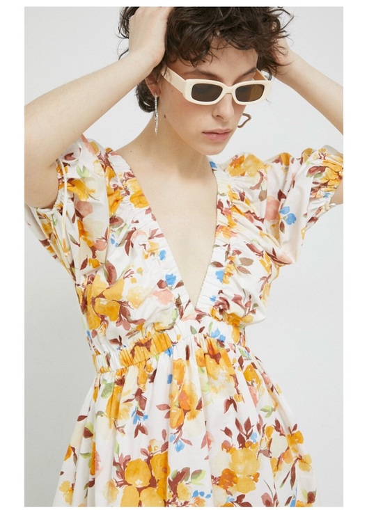 NWOT Abercrombie & Fitch Floral Puff Sleeve Plunge V-Neck Mini Dress Medium - Picture 2 of 11